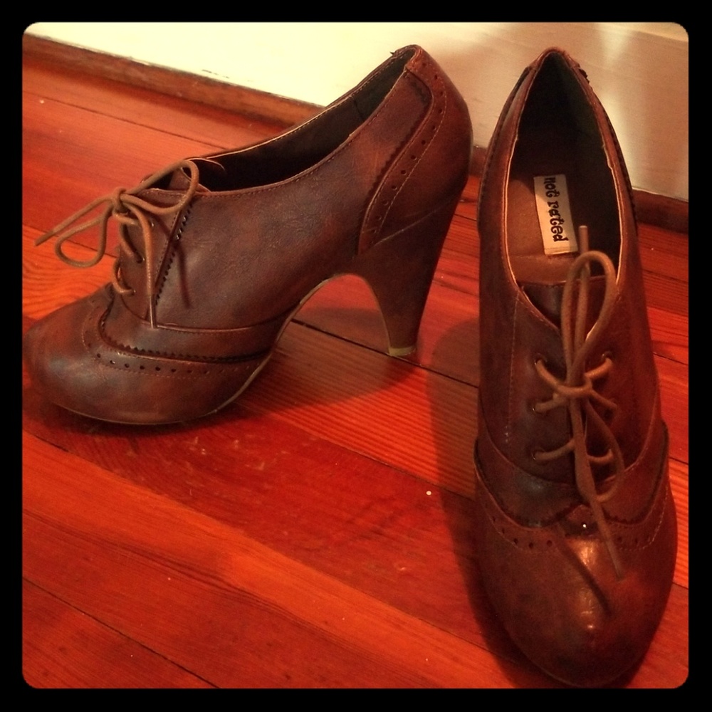 Not Rated brown retro high heel booties